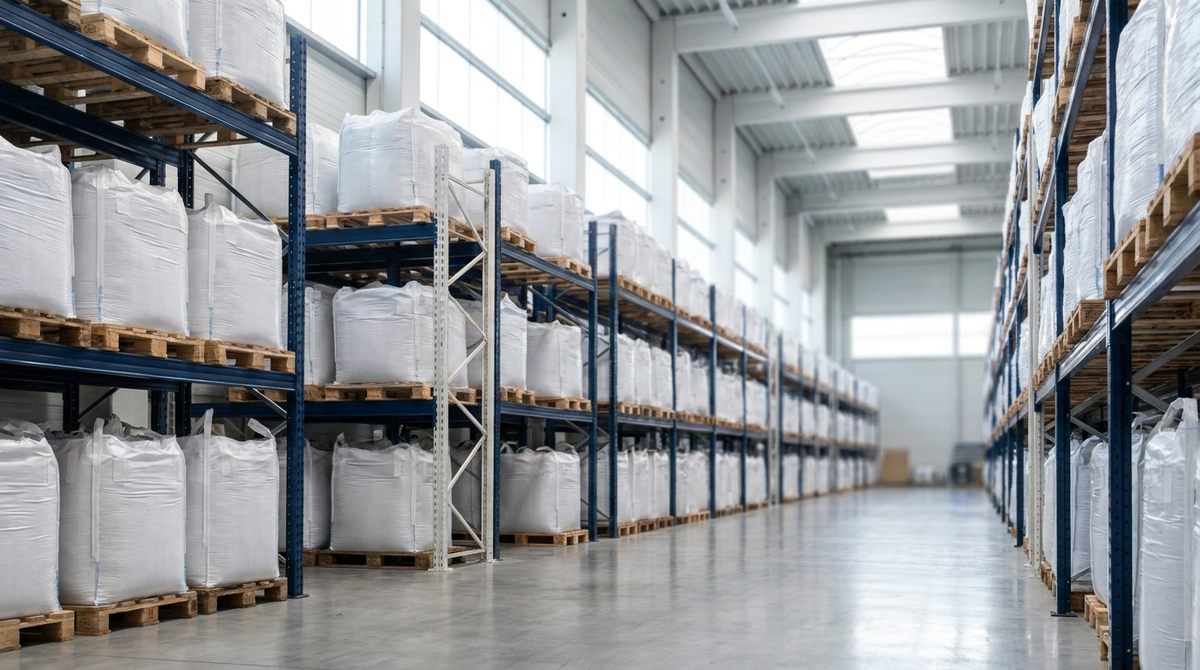 Entrepôt européen de stockage de collagène en vrac sur palettes